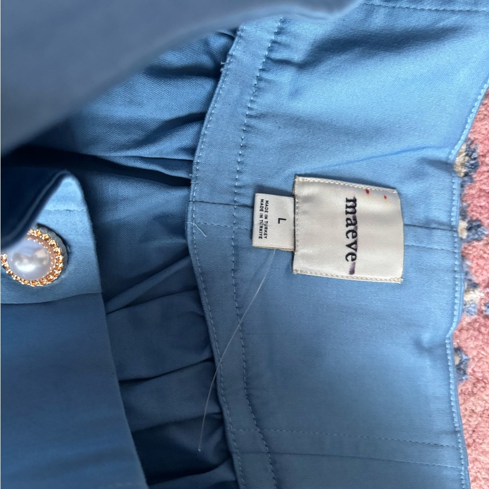 Maeve Sky Blue Button-Up Mini Skirt - Picture 7 of 8